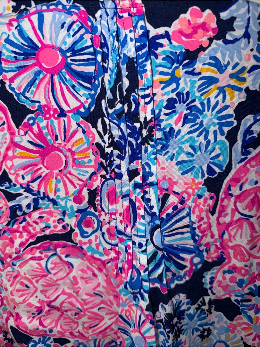 Lilly Pulitzer Hollie Tunic Top Flounce Sleeve Blooming Blue Pink Med MSRP $128 - Picture 6 of 10